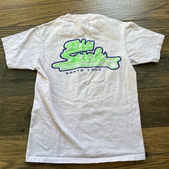 Vintage 80s Big Stick Surfing Assoc Shirt M White Hanes Single Stitch Santa Cruz - Picture 2 of 7